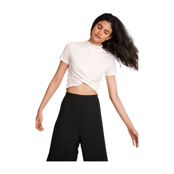 Lemon Avenue, Light Peach Cross Front Crop Top, New - Picture 3 of 5